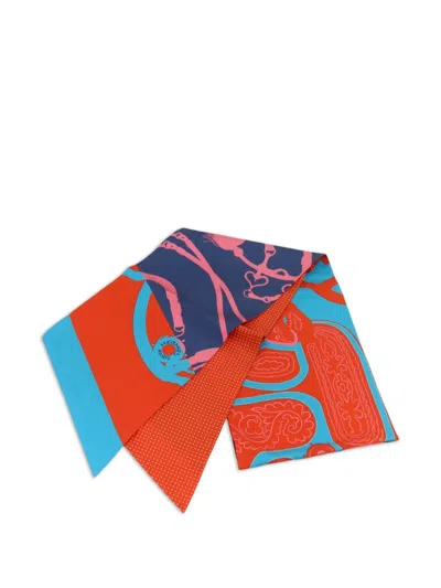 Pre-owned Hermes Max Twilly Silk Scarf In Orange