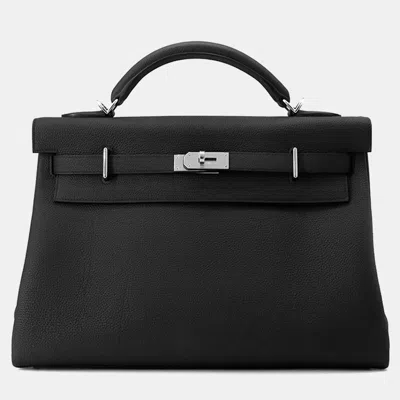 Pre-owned Hermes Maxi Kelly 42 Black Togo Leather Bag