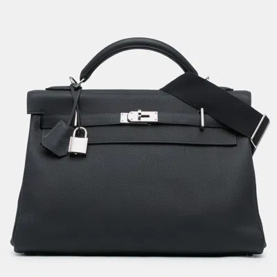 Pre-owned Hermes Maxi Kelly 42 Black Togo Leather Bag