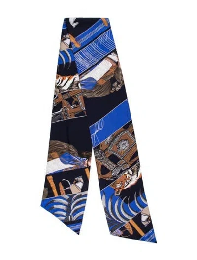 Pre-owned Hermes Maxi Silk Twilly Scarf In Blue