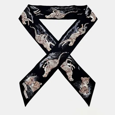 Pre-owned Hermes Maxi Twilly Black Scarf