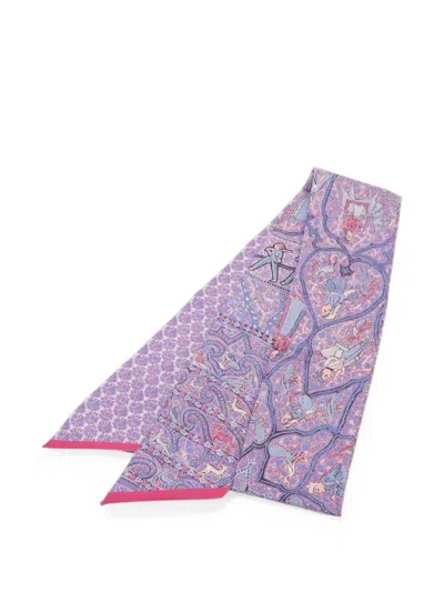 Pre-owned Hermes Maxi Twilly Printed Scarf In Purple