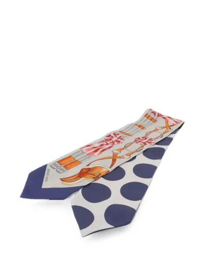 Pre-owned Hermes Maxi Twilly Scarf In Neutral