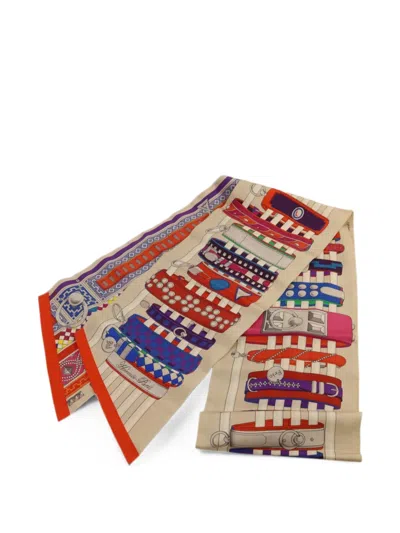 Pre-owned Hermes Maxi Twilly Scarf In Neutral