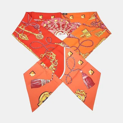Pre-owned Hermes Hermès Maxi Twilly Scarf In Orange