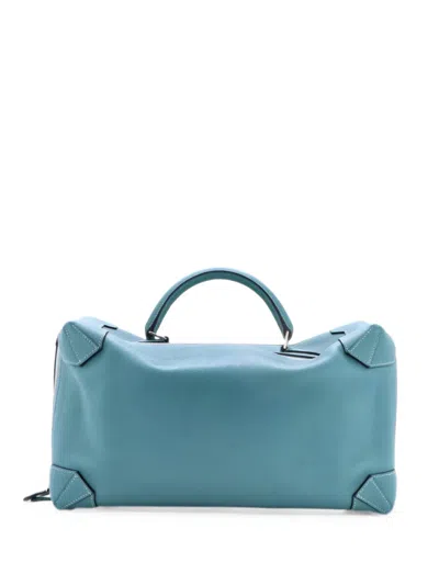 Pre-owned Hermes Maxibox Bag Evercolor 37 Satchel In 蓝色