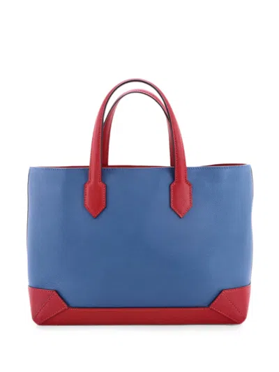 Pre-owned Hermes Maxibox Cabas Evercolor With Epsom 30 Tote Bag In Blue