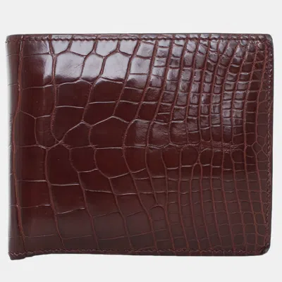 Pre-owned Hermes Mc 2 Copernic Bifold Wallet In Red