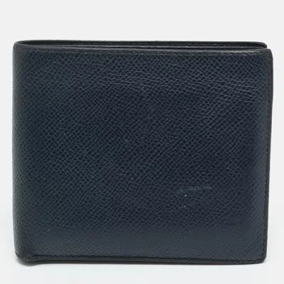 Pre-owned Hermes Mc² Copernic Bleu Nuit Epsom Leather Bifold Wallet In Blue