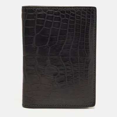 Pre-owned Hermes Hermès Mc² Euclide Bleu Nuit Alligator Mississippiensis Card Holder In Blue