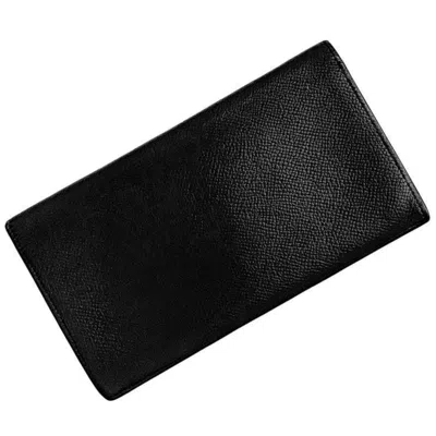 Pre-owned Hermes Mc2 Black Green Epsom Leather Bill Wallet (bi-fold) () In Black, Green
