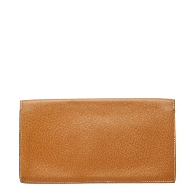 Pre-owned Hermes Mc2 Brown Taurillon Clemence Leather Long Wallet (bi-fold) ()