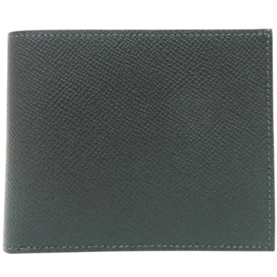 Pre-owned Hermes Mc2 Green Vert Epsom Leather Wallet (bi-fold) ()