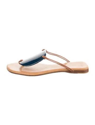 Pre-owned Hermes Medallion Leather T-strap Sandals In Multi