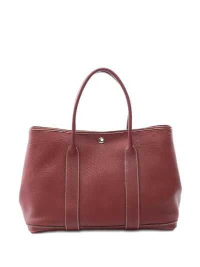 Pre-owned Hermes Medium 2011 Garden Party Pm Leather Tote Bag In Red