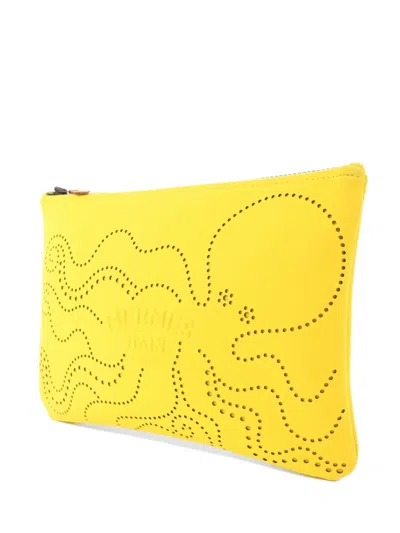 Pre-owned Hermes Medium Neobain Poulpe Fiction Clutch Bag In Yellow