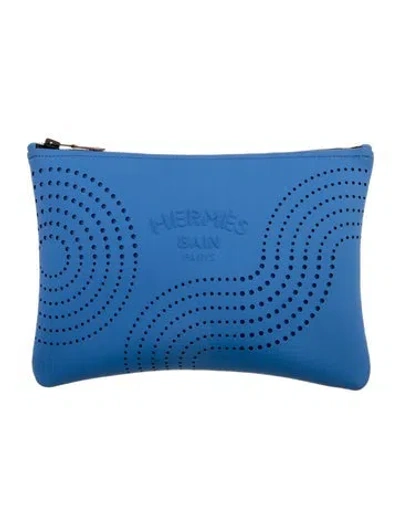 Pre-owned Hermes Medium Neobain Zen Au Soleil Pouch In Blue
