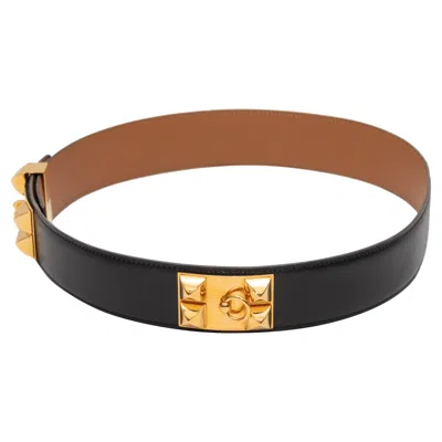 Pre-owned Hermes Medor Black  1994 Studded Belt Size Us Xs