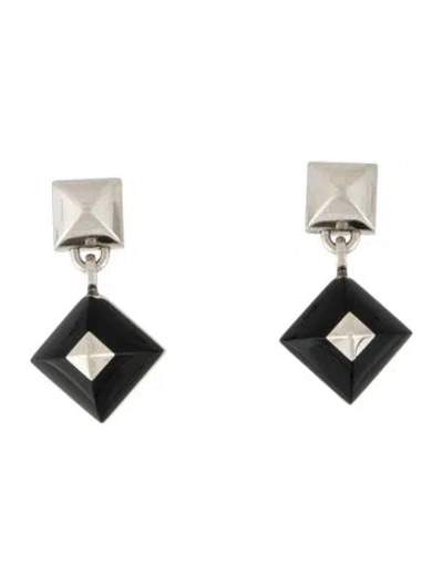 Pre-owned Hermes Medor Folk Drop Earrings In Multi