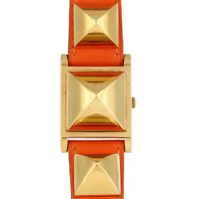Pre-owned Hermes Medor Gold Plated Wristwatch () In Multi