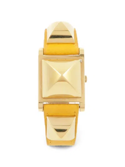 Pre-owned Hermes Medor Gold-plated 32mm Watch In White