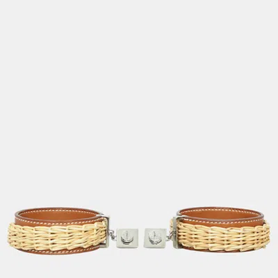 Pre-owned Hermes Medor Picnic Gaine Brown Earrings