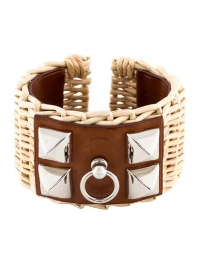 Pre-owned Hermes Medor Picnic Gaine Cuff Bracelet, 6.5" In Multi