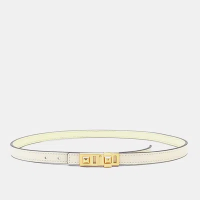 Pre-owned Hermes Hermès Medor Reversible Belt (w) In White