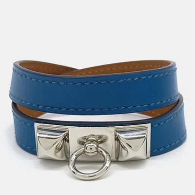 Pre-owned Hermes Medor Strap Bracelet In Blue
