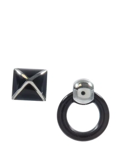 Pre-owned Hermes Medor Xo Earrings In Silver
