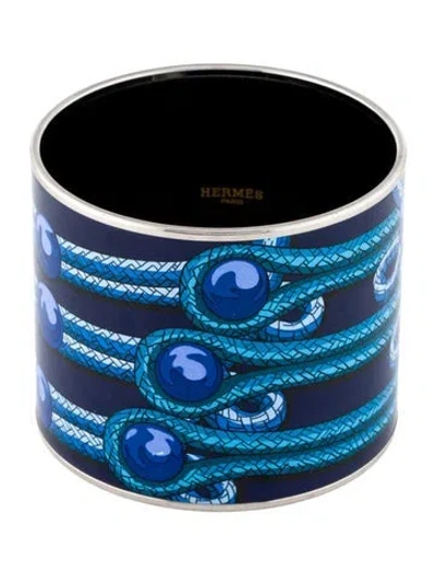 Pre-owned Hermes Mega Wide Enamel Bangle Bracelet, 7" In Multi