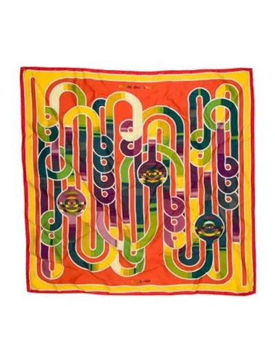 Pre-owned Hermes Mélodie Chromatique Silk Scarf In Orange