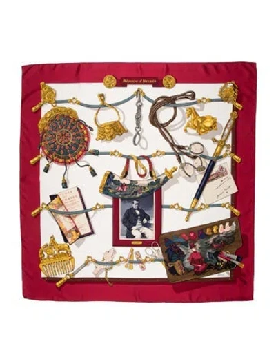 Pre-owned Hermes Mémoire D'hermès Silk Scarf In Red