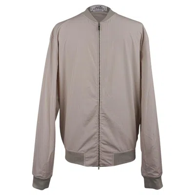 Pre-owned Hermes Men's Blouson Zippe Jacket Cotton Bomber Style Zip Front 40 15 1/4 New In Gray