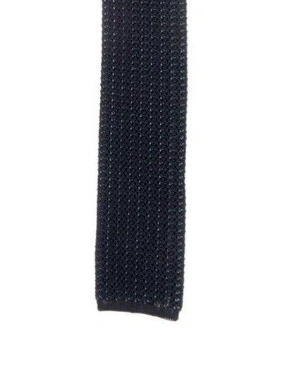 Pre-owned Hermes Men's Blue Silk  Tie With A White Pattern Throughout.