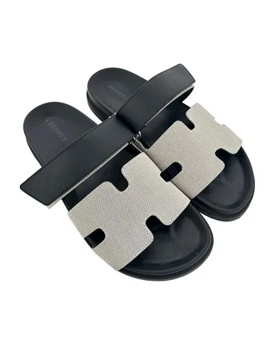 Pre-owned Hermes Hermès Men's Canvas Chypre Sandal (authentic Pre-loved)