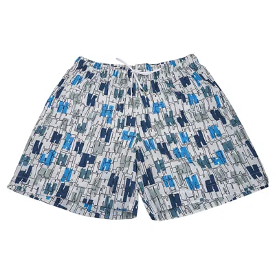 Pre-owned Hermes Men's Coups De Goua'h Swim Trunks Bleu M In Gray