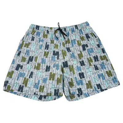 Pre-owned Hermes Men's Coups De Goua'h Swim Trunks Blue Givre M