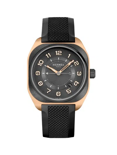 Hermes Men's H08 18k Rose Gold, Titanium & Rubber-strap Watch/42mm