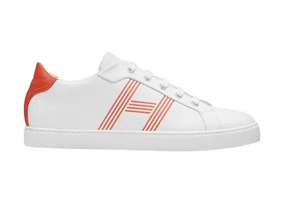 Pre-owned Hermes Men's  Avantage Sneakers In White/orange