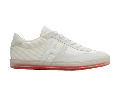Pre-owned Hermes Men's  Boomerang Sneakers In White/grey/red