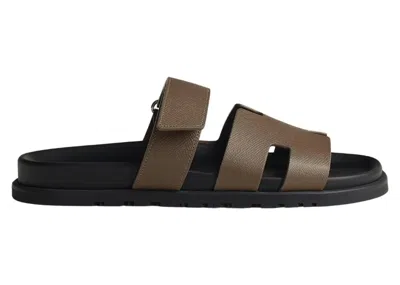 Pre-owned Hermes Men's  Chypre Sandal Leather Sneakers In Brown