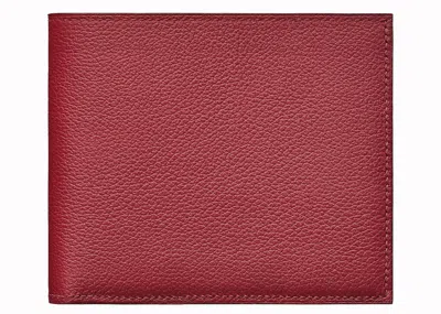 Pre-owned Hermes Men's  Mc2 Copernic Compact Wallet Evercolor In Rouge Grenat