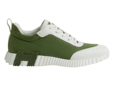 Pre-owned Hermes Men's  Paris Bouncing Sneakers In Matcha White