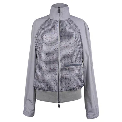 Pre-owned Hermes Men's Jacket Abstract H Design Grey Reversible Windbreaker 50 In Gray