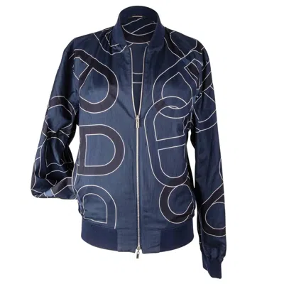 Pre-owned Hermes Men's Jacket Chaine D'ancre Blue Reversible Windbreaker 50 / 40 New