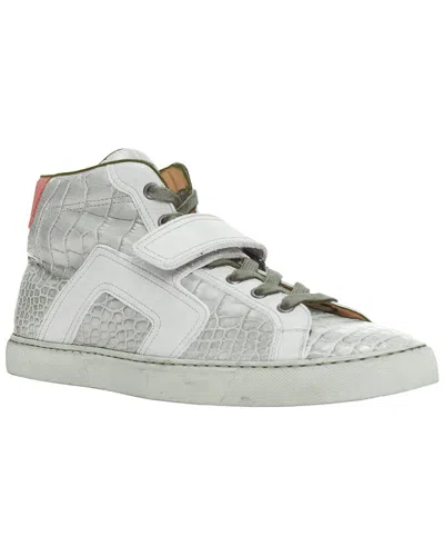 Pre-owned Hermes Hermès Men's Leather Croc Leather Colorblock High Top Sneaker Kanye West  (authentic Pre-loved)