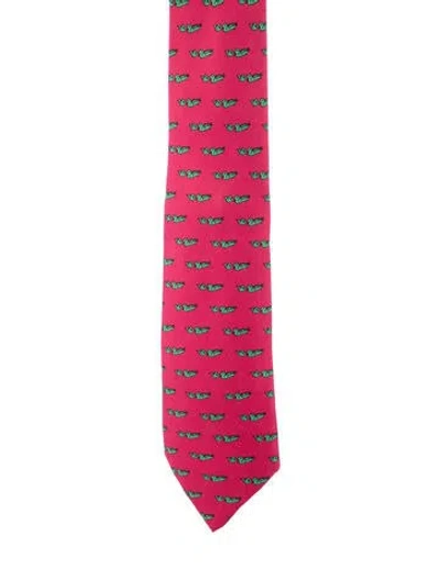 Pre-owned Hermes Men's Pattern Printed Silk Tie In Multi