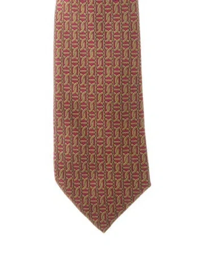 Pre-owned Hermes Men's Red Silk  Suiting Tie