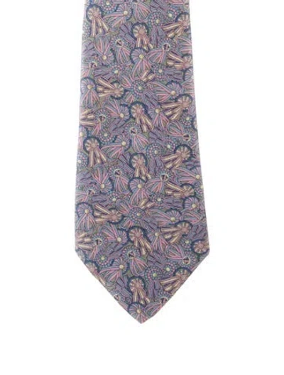 Pre-owned Hermes Men's Silk  Suiting Tie In Blue